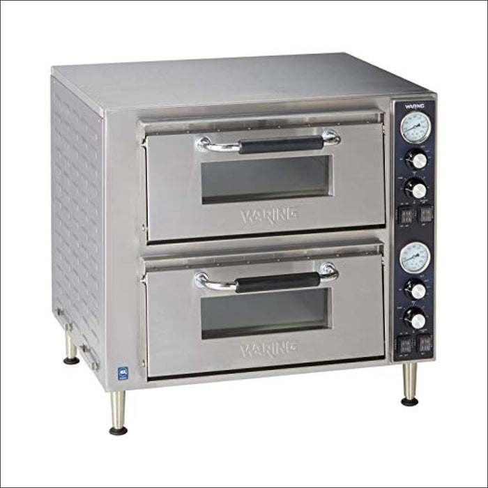 Waring Commercial WPO750 27" Double Deck Countertop Electric Pizza Oven With Dial Display - 240V, 3200W