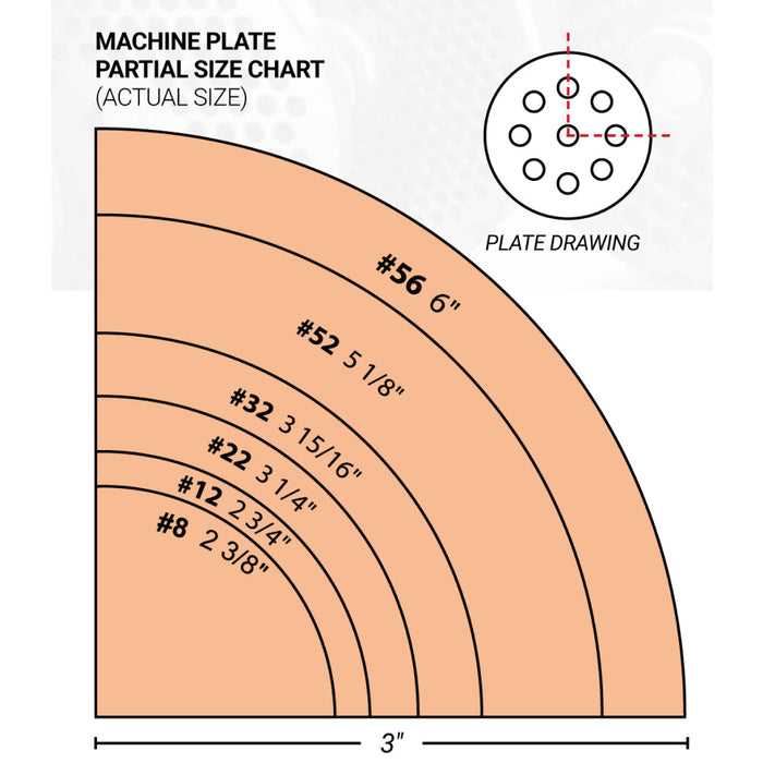 #32 Stainless Steel Machine Plate with Hub and Triple Notch - 3-15/16" Diameter, 5/8" Hole Size - 23562