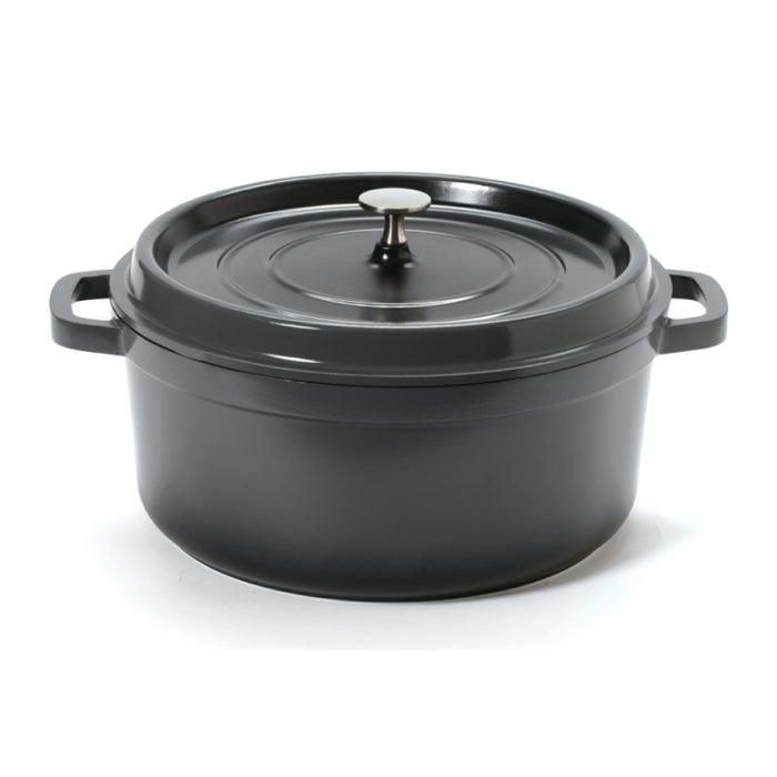 GET Heiss 6.5 Qt. Dark Gray Round Induction Ready Dutch Oven With Lid - CA-006-GR/BK