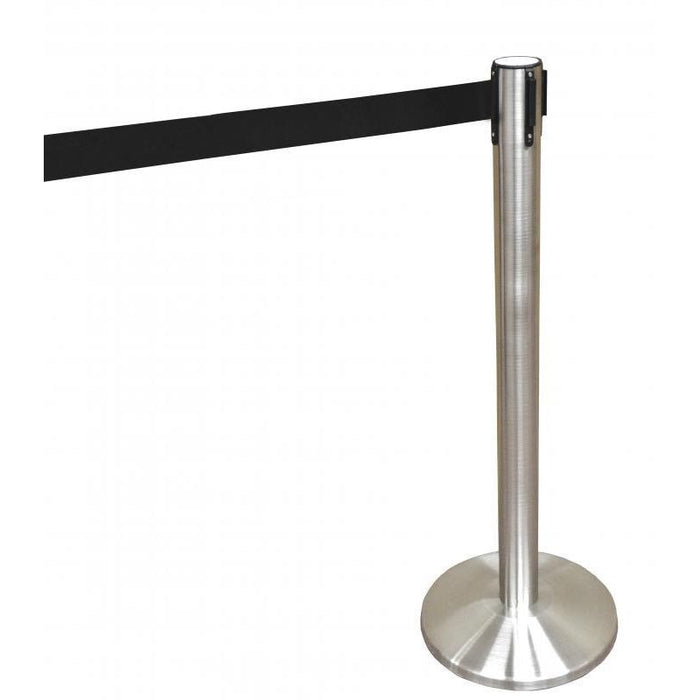 Nella Stainless Steel Crowd Control System With Black Retractable Belt Barrier - 30438