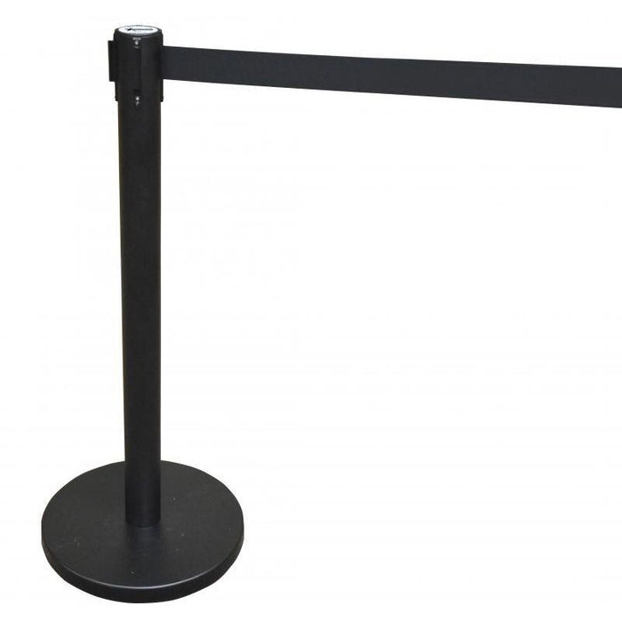 Nella Black Painted Steel Wall With Black Retractable Belt Barrier - 30439