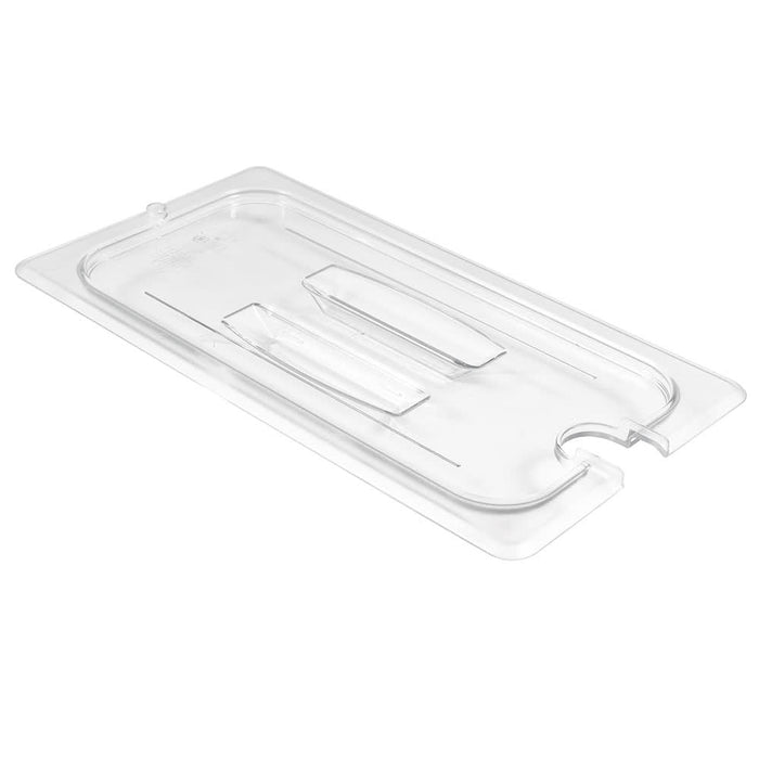 Cambro 30CWCHN135 Camwear 1/3 Size Clear Handled Lid with Spoon Notch