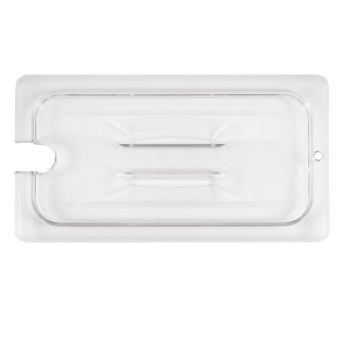 Cambro 30CWCHN135 Camwear 1/3 Size Clear Handled Lid with Spoon Notch