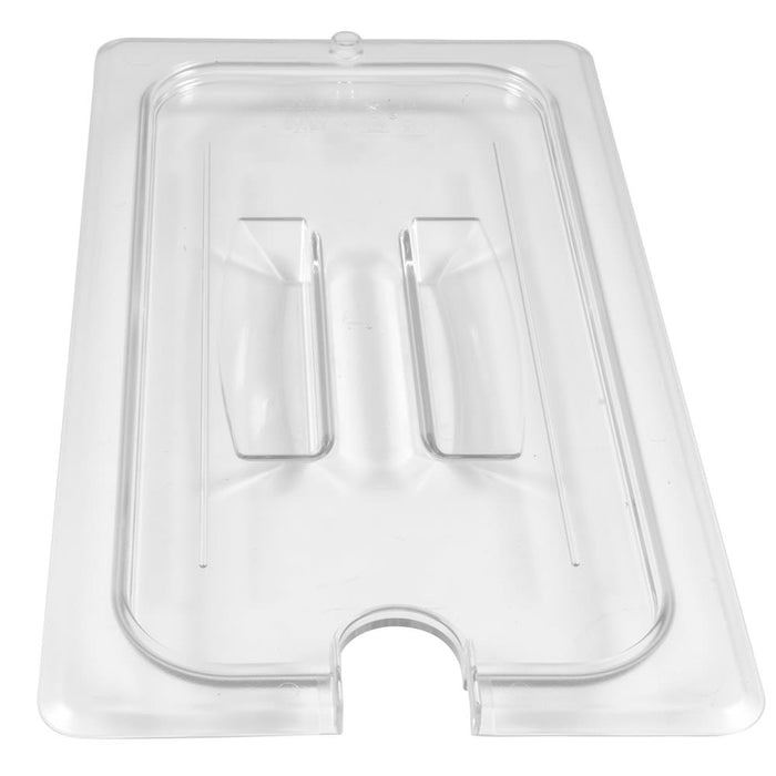 Cambro 30CWCHN135 Camwear 1/3 Size Clear Handled Lid with Spoon Notch