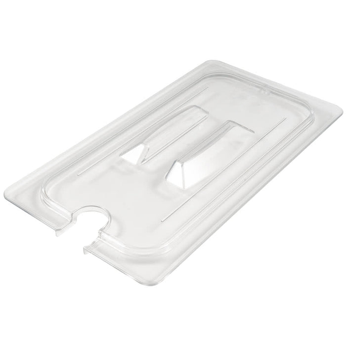 Cambro 30CWCHN135 Camwear 1/3 Size Clear Handled Lid with Spoon Notch