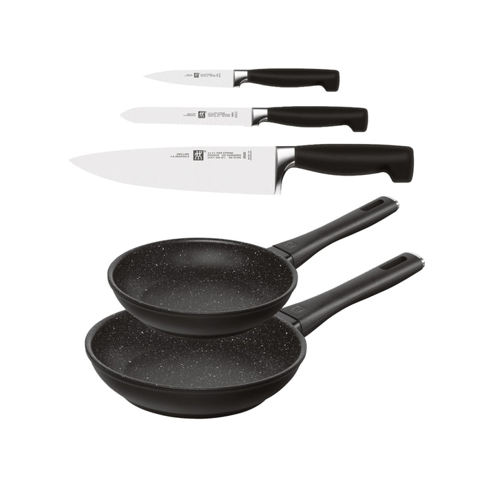 Zwilling 5-Piece Set, 2 Marquina Pans with 3-Piece Knife Set - KNIFEPANSET