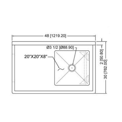 Nella 50" x 30" Right Side Under Counter Dish Table - 40190