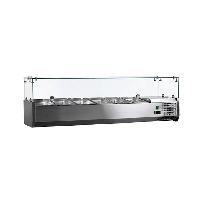 Nella 59" Refrigerated Topping Rail 6-Pan Capacity with Sneeze Guard - 41937