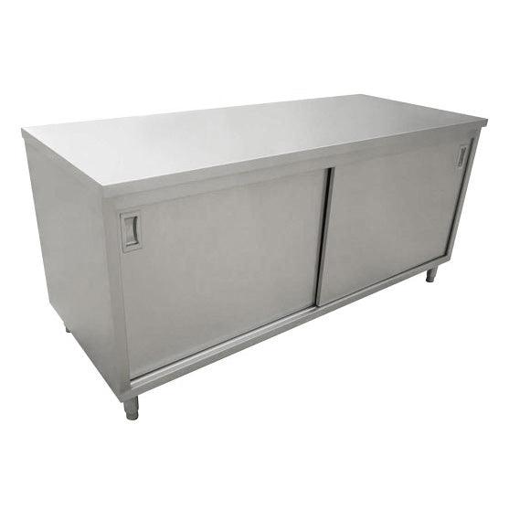 Nella 24” x 60” Stainless Steel Work Table with Cabinet and Sliding Doors - 44187