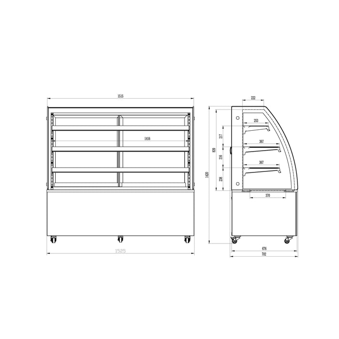 Nella 60" Curved Glass Floor Refrigerated Display Case - 44503