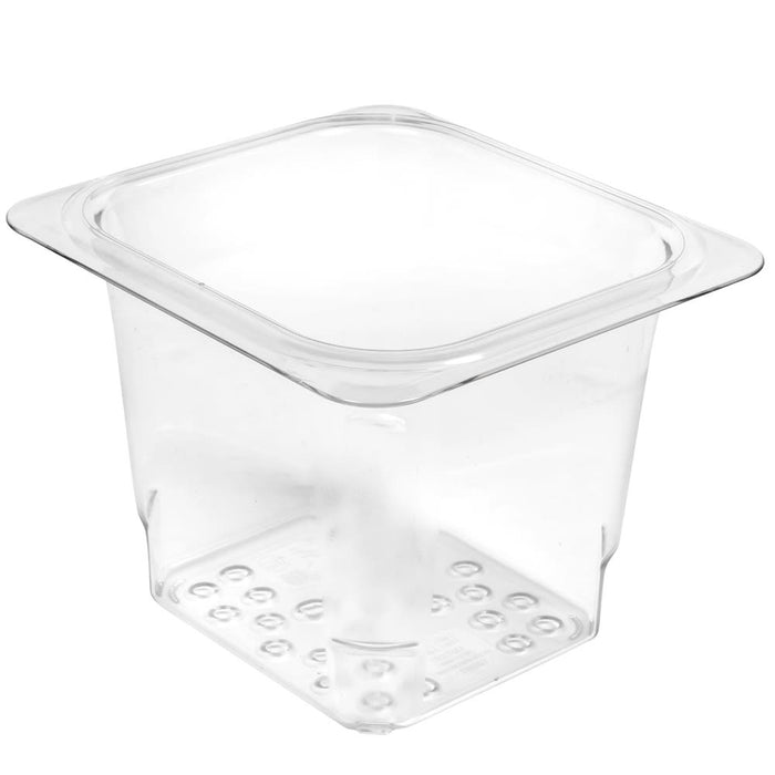 Cambro Camwear 65CLRCW135 5" Deep Clear Polycarbonate Colander Pan - 1/6 Size