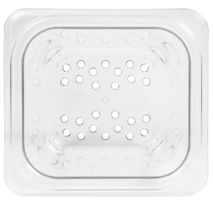 Cambro Camwear 65CLRCW135 5" Deep Clear Polycarbonate Colander Pan - 1/6 Size