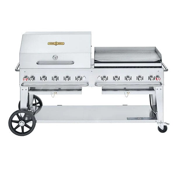 Crown Verity CV-MCB-72RGP-NG 72" Mobile BBQ Grill with Dome and Pro Griddle Package - Natural Gas