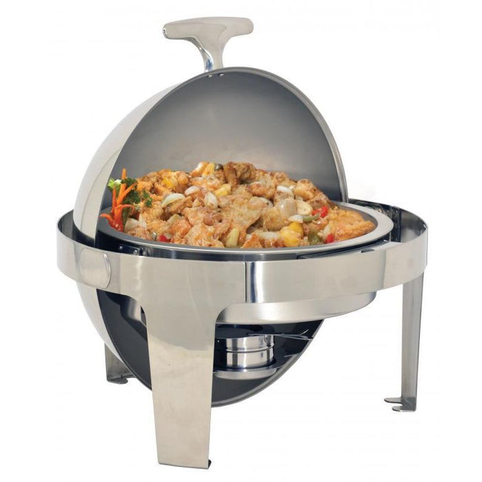 Nella 6 Qt. Stainless Steel Round Chafing with Roll Top Lid - 80527