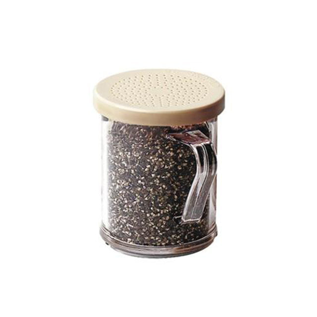 Cambro 96SKRD135 Camwear 10 Oz. Polycarbonate Salt and Pepper Shaker with Beige Lid