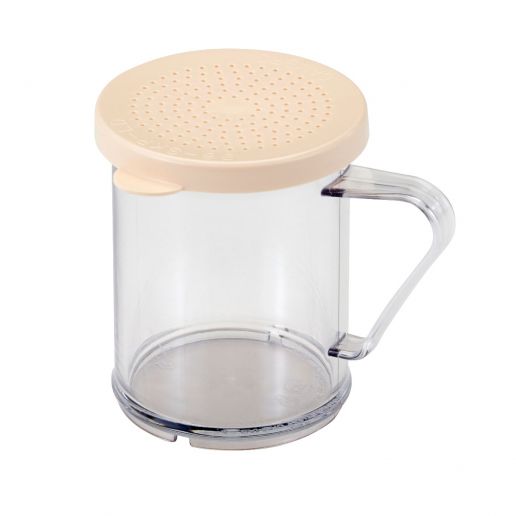 Cambro 96SKRD135 Camwear 10 Oz. Polycarbonate Salt and Pepper Shaker with Beige Lid