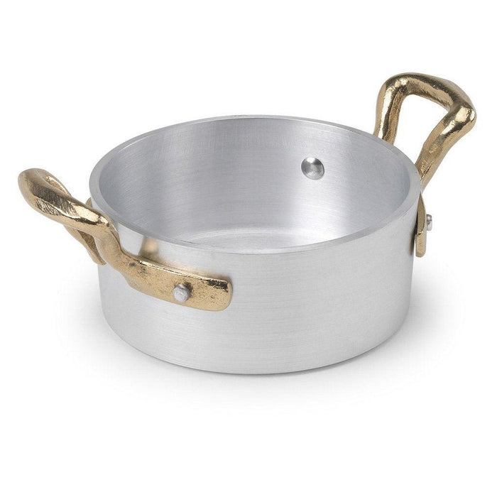 Pentole Agnelli ALMA10610 4" Aluminum Casserole with Brass Handles