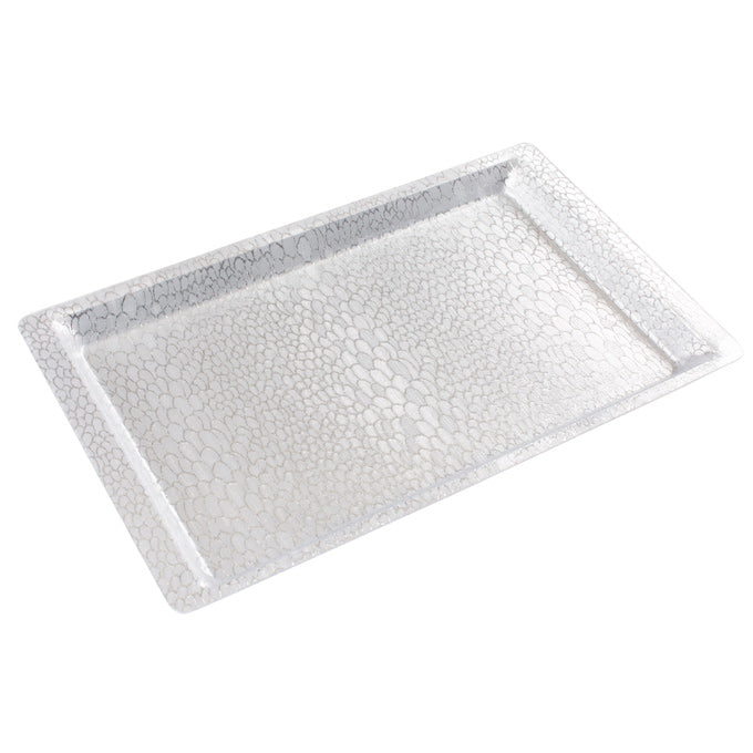 Winco AST-1S 12" x 20" Acrylic Snakeskin Textured Display Tray - Silver