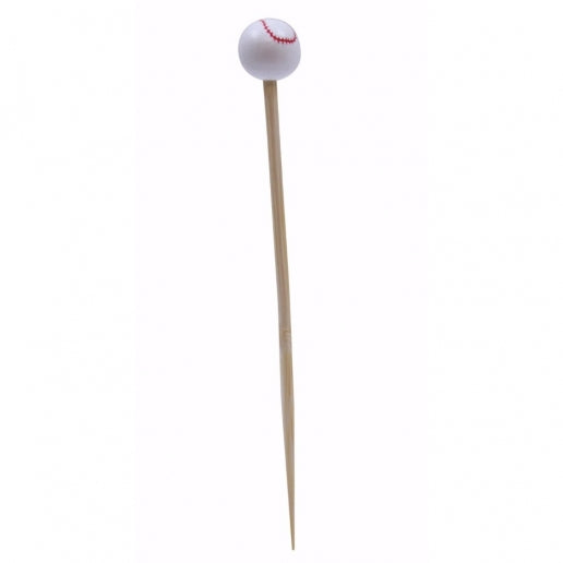 Tablecraft BAMSP145 4.5" Bamboo Baseball Sport Pick - 100/Pack