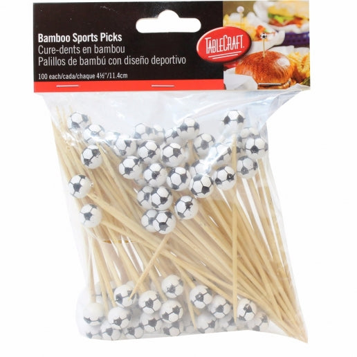 Tablecraft BAMSP545 4.5" Bamboo Soccer Sport Pick - 100/Pack