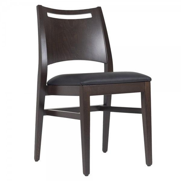 Nella Carlton Black Vinyl Seat with Espresso Frame Restaurant Chair