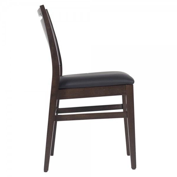 Nella Carlton Black Vinyl Seat with Espresso Frame Restaurant Chair