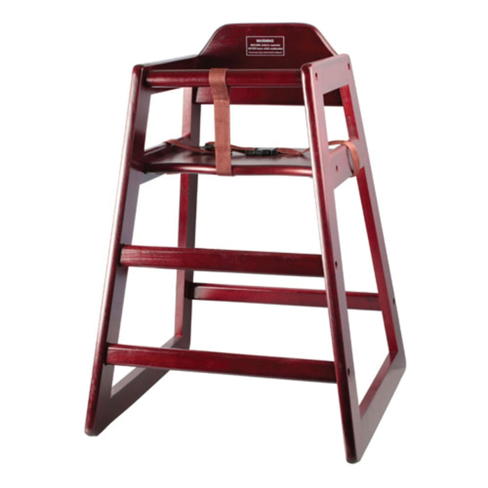 Winco CHH-103 20" Stackable Mahogany High Chair with Waist Strap