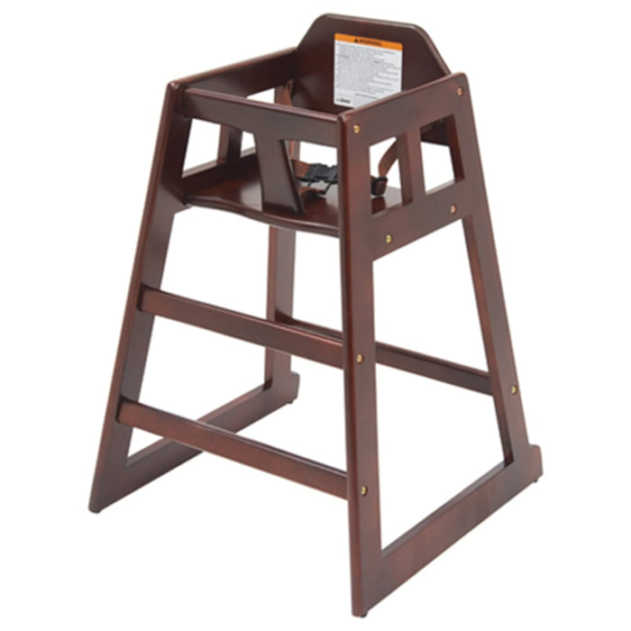 Winco CHH-103 20" Stackable Mahogany High Chair with Waist Strap