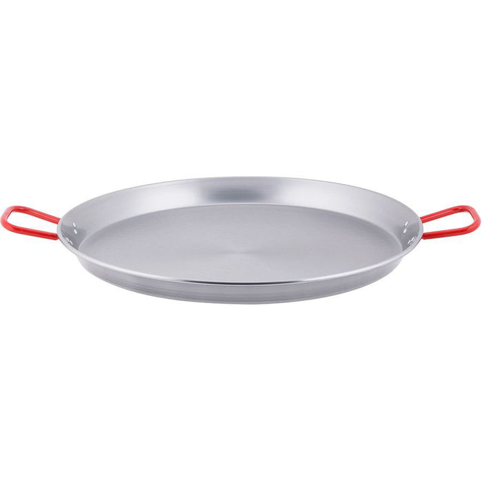 Winco CSPP-23 23" Polished Carbon Steel Paella Pan with Red Handles