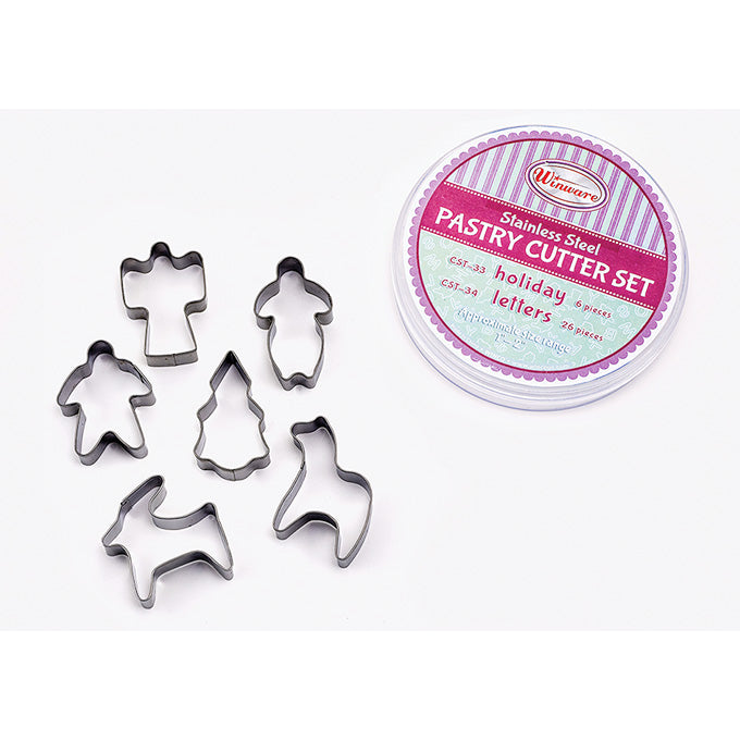 Winco CST-33 Stainless Steel Holiday Cookie Cutter Set