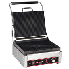 Winco EPG-1C 14" x 12" Ribbed Panini Grill - 120V