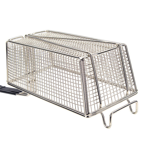 Winco FB-10 12" x 6.5" Nickel Plated Fry Basket with Plastic Orange Handle