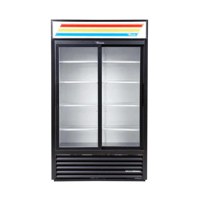 True GDM-45-HC-LD 51" Sliding Door Black Refrigerated Merchandiser With LED Lighting