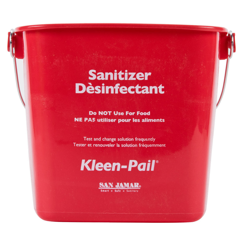 Winco PPL-6R Cleaning Bucket 6 Qt. Red Sanitizing Solution