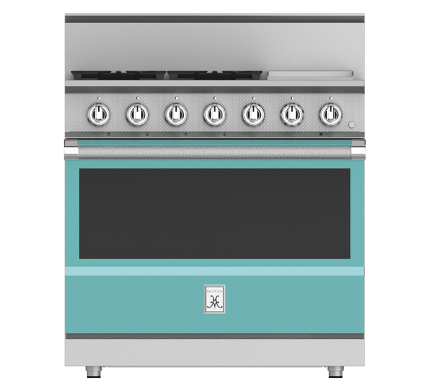 Hestan KRG364GD-LP 36" Liquid Propane 4-Burner Range with 12" Griddle - 142,000 BTU