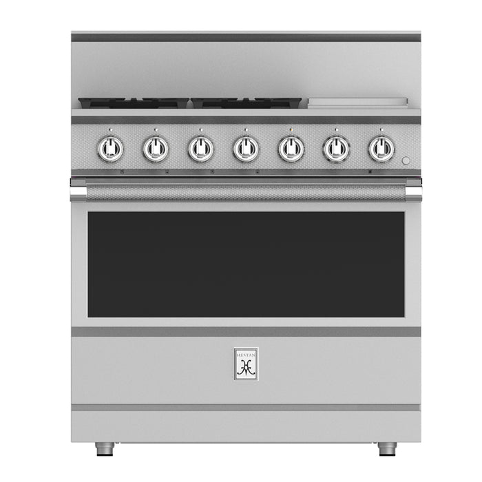 Hestan KRG364GD-LP 36" Liquid Propane 4-Burner Range with 12" Griddle - 142,000 BTU