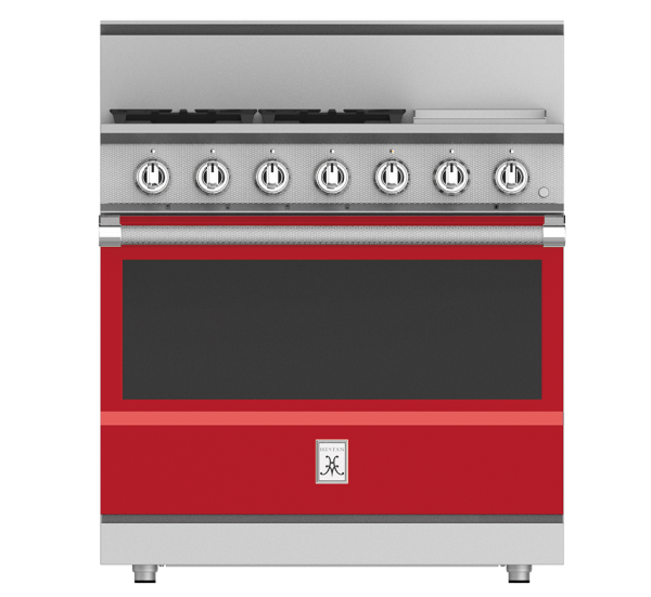 Hestan KRG364GD-LP 36" Liquid Propane 4-Burner Range with 12" Griddle - 142,000 BTU