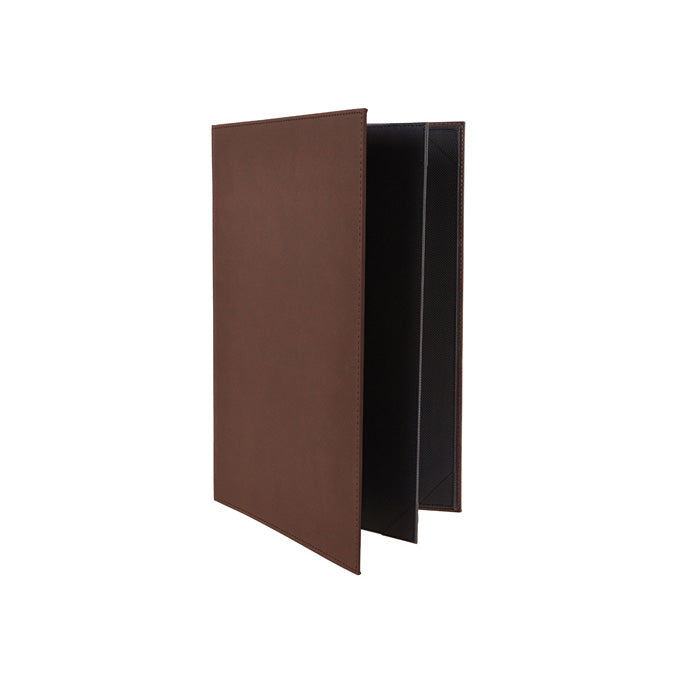 Winco LMF-814BN 8.5" x 14" Four-View Menu Cover - Brown