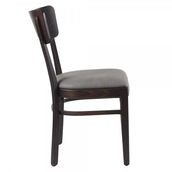 Nella Max Grey Vinyl Beechwood Restaurant Chair