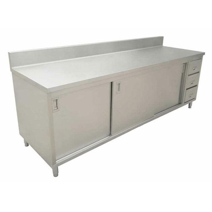 Nella 30" x 60" Stainless Steel Work Table with Cabinet, Drawers and 6" Backsplash - 45285