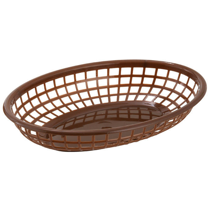 Winco PFB-10B 9.5" x 5" Oval Fast Food Basket - Brown - 12/Pack