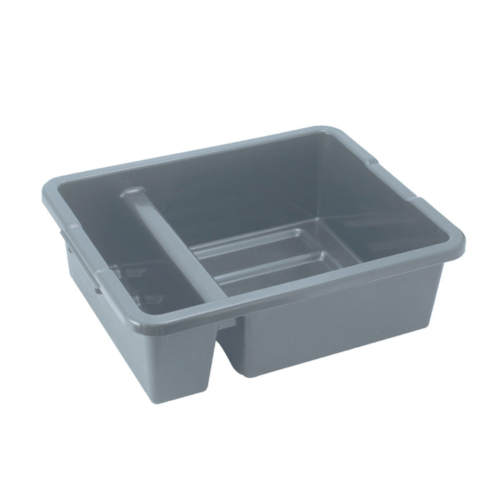 Winco PLTC-7G 21" x 16.75" Grey 2-Compartment Bus Bin - 6.5" Deep