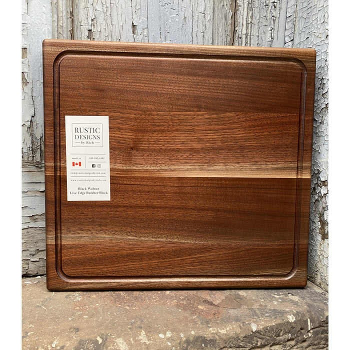 Rustic Designs by Rich 18" x 20" Black Walnut Cutting Board with Groove