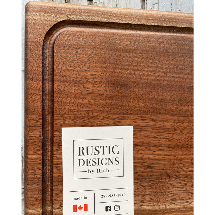 Rustic Designs by Rich 18" x 20" Black Walnut Cutting Board with Groove