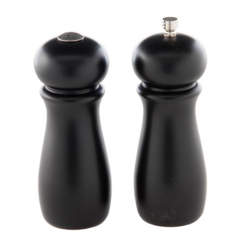 Winco SP-612 2-piece Set Black Rubberwood Salt and Pepper Mill