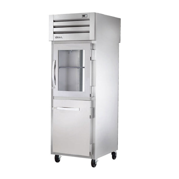 True STG1RPT-1HG/1HS-1G-HC 30" Pass Thru Combination Half Front / Glass Rear Swing 2-Door Reach-In Refrigerator