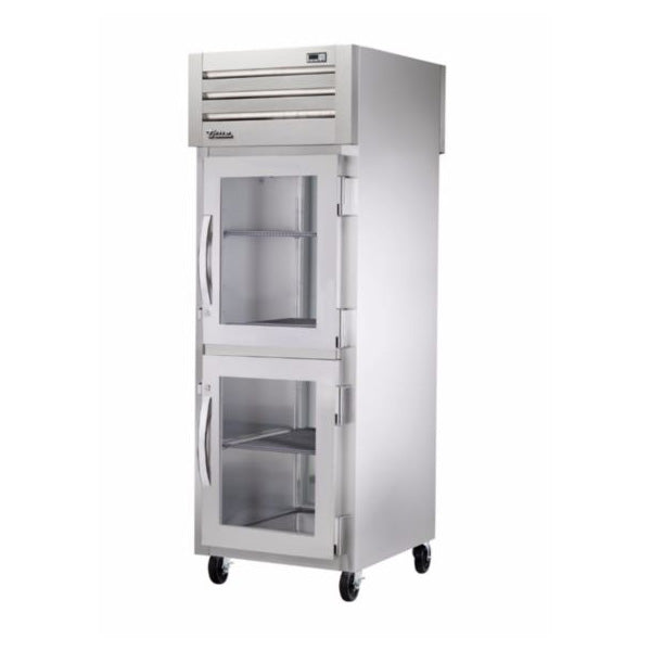 True STR1RPT-2HG-1S-HC 30" Pass-Thru Half Glass Front / Solid Rear Swing 2-Door Reach-In Refrigerator