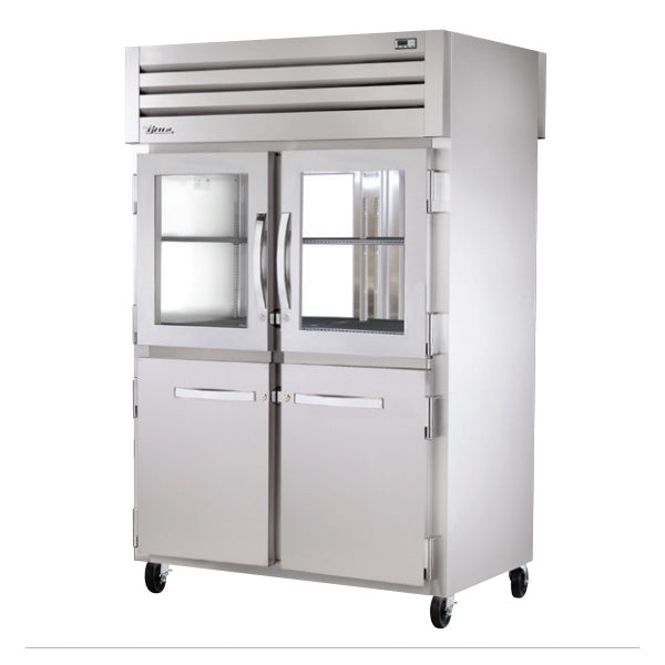 True STR2RPT-2HG/2HS-2G-HC 52" Pass Thru Combination Half Front / Glass Rear Swing 4-Door Reach-In Refrigerator