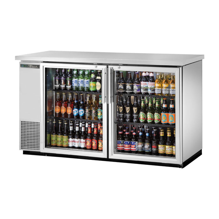 True TBB-24-60G-S-HC-LD 61" Stainless Steel Glass 3-Door Back Bar Refrigerator With LED Lighting & Hydrocarbon Refrigerant