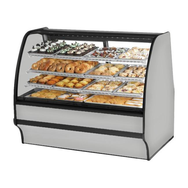 True TGM-R-59-SM/SM-S-S 59" Stainless Steel Refrigerated Merchandising Display Case with Side Mirrors